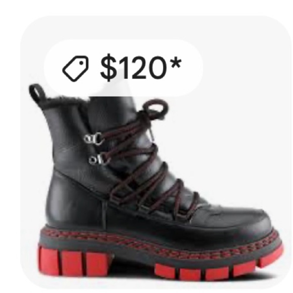 NEW Stylish Azura Black and Red Women's Supertramp Boots, size 39 (US 8 1/2)